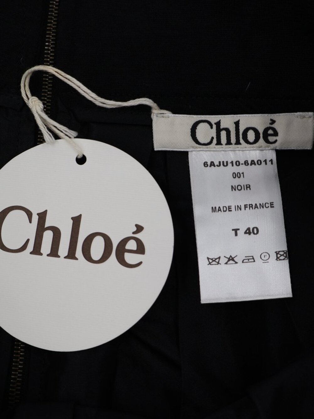 Chloe Mini Skirt Womens IT 40 Black Noir Pleated Scalloped Hem Made in France NW - Picture 5 of 11